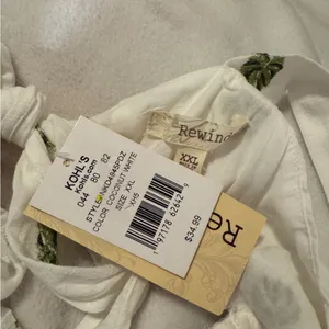 NWT Rewind White Sleeveless dress with Green Leaf Pattern thumbnail 3
