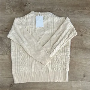 AELFRIC EDEN SOLID CABLE STITCH SWEATER, Cream, Size XS,NWT thumbnail 3