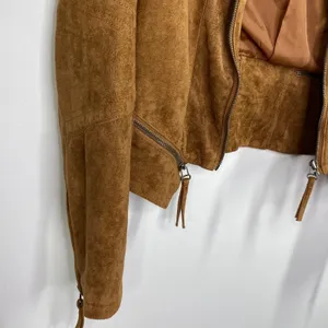 Solemio Brown Faux Suede Full Zip Long Sleeve Jacket Woman Small Country Western thumbnail 4