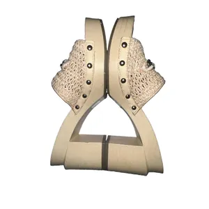 Franco Sarto Capri Clog Womens Platform Heel Sandals Straw Chain Beige Size 8 thumbnail 6