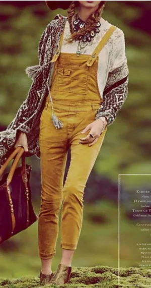 Free People Distressed Corduroy Overalls thumbnail 1