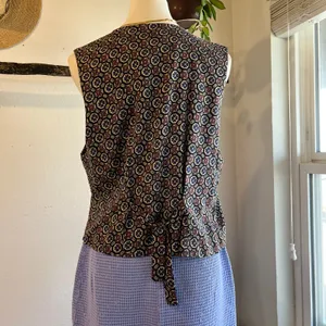 Handmade 90s Floral Folk Print Button Front Vest Top Size Medium to Large thumbnail 5