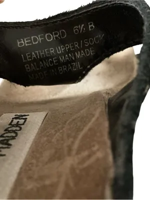 Vtg Steve Madden chunky heel sandals black suede leather Bedford size 6.5 thumbnail 4