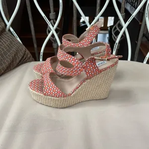 Steve Madden Jenny Printed Espadrille Wedge Sandal in‎ Orange Size 7.5 thumbnail 3