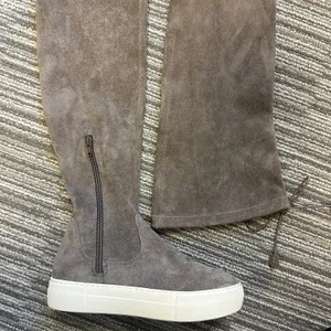J/Slides Petra Over-the-Knee Sneaker Boots Gray Faux Suede Fall‎ Autumn Casual thumbnail 4