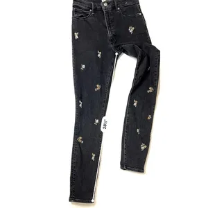 Abercrombie & Fitch‎ Black Embroidered High Rise Skinny Ankle Jean 26/2 Long thumbnail 7