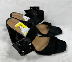 Sam Edelman Casey Black‎ Suede Block Heel Sandals Size 5 Square Toe Buckle Strap thumbnail 1