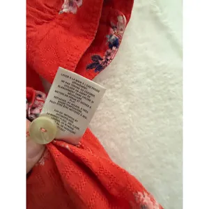 Maeve Anthropologie Red Floral Button Front Puff Sleeve Blouse‎ Top Size 2 thumbnail 3