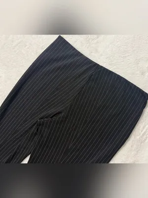 Maeve Anthropologie Margot Kick-Flare Cropped Pinstripe Pants Black thumbnail 7