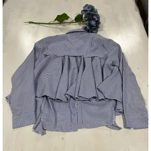 English Factory‎ Striped Blouse Ruffle Back Long Sleeve Shirt Size M thumbnail 6