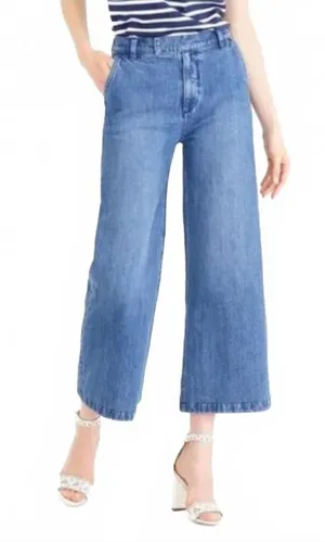 J.Crew Rayner Cropped Trouser Jeans Wide Leg Denim Blue Women's Size 30 thumbnail 1