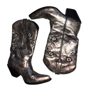 Durango Silver Western Boots Womens Size 9.5 Embroidered Vegan Cowgirl FLAW thumbnail 1