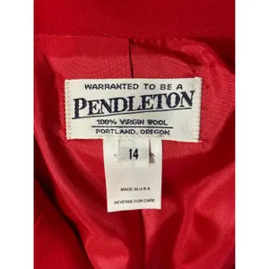 Vtg Pendleton Red Virgin Wool Blazer Jacket 14 Single Button USA Made Academia thumbnail 3