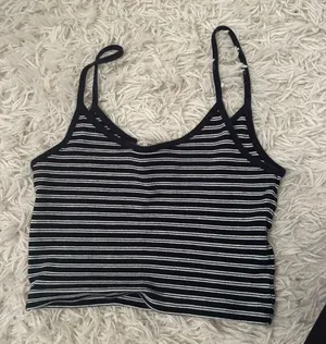 Brandy Melville Navy Blue and white Striped Tank Cami Top thumbnail 2