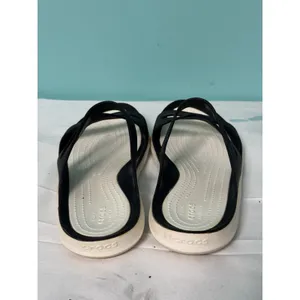 Crocs Swiftwater White Black Strappy Slide Sandals Womens Size 7 Iconic Slip‎ On thumbnail 3
