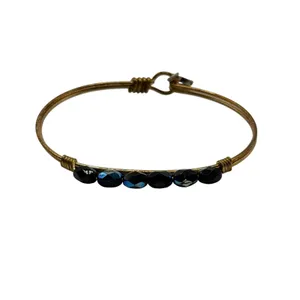 Luca + Danni Bangle Bracelet Gold Black‎ Blue Crystal Beaded Stackable L+S USA thumbnail 3