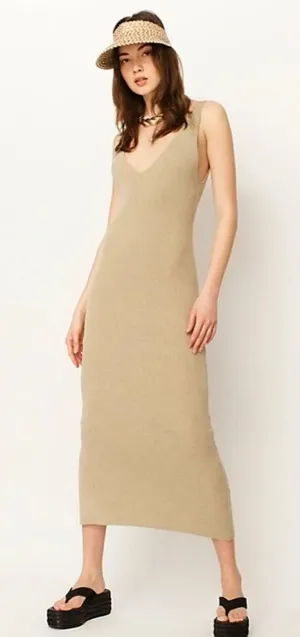 Free People FP Beach Daniela Low Back Sweater Dress Green Clay Size Large NWT thumbnail 1