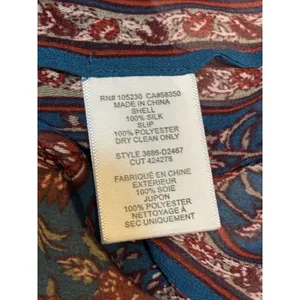Joie 100% Silk Floral Boho Dress S Blue Burgundy Paisley Print thumbnail 9