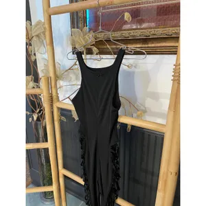 Shane Justin Black Fringe Cutout Bodysuit Runway Catsuit Size M thumbnail 5