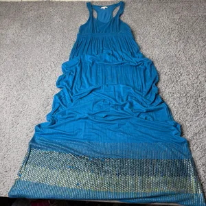 Sweetees Teal Blue Studded Hem Racerback Empire Waist Maxi Dress Womens Medium thumbnail 1