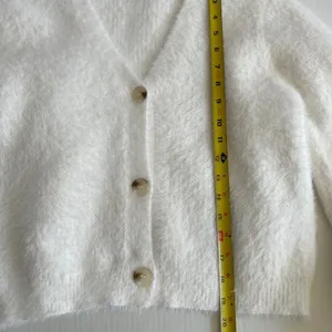 Willow and Wind White Open Front Cardigan Fuzzy Crop Sweater Long Sleeve Size S thumbnail 5
