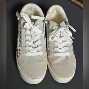 Steve Madden Cream Studded Low-Top Sneakers with‎ Suede Finish thumbnail 3