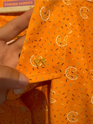Forged Fabrics Orange Croissant Print Polo Shirt Women’s Medium NWT thumbnail 4