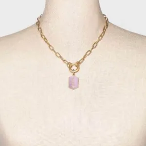 Universal Threads Paperclip Chain Charm Pendant Necklace-Lilac thumbnail 2