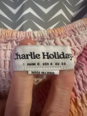 NWOT Charlie Holiday | Andrea puff-sleeve crop top, size S thumbnail 6