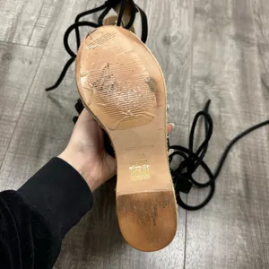 Free People Sandal Platform Wedge Espadrille Black Strappy Wrap Up Size 38 (8) thumbnail 3