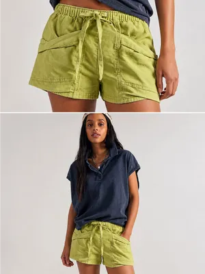 Free People Good Fortune Solid Cotton-Linen Shorts thumbnail 2