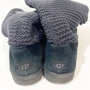 UGG Australia Shaina Size 11 Black Suede Leather /Knit High Ankle Boots 1012534 thumbnail 5