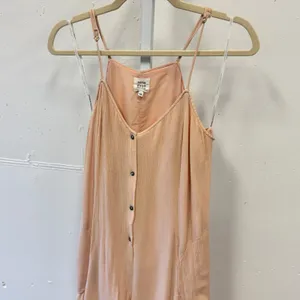 Some Days‎ Lovin Peach Button Front Wide Leg Jumpsuit XS Pockets Boho Summer thumbnail 4