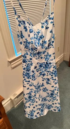 SheIn Blue and white floral open back sundress thumbnail 1