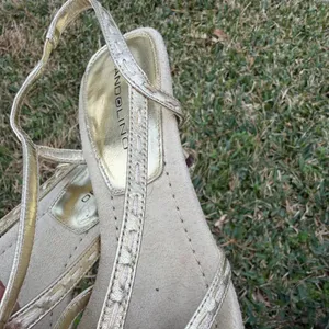 Vintage Y2K Bandolino Gold Slingback Heels Rhinestone Detail Sz 7 thumbnail 7