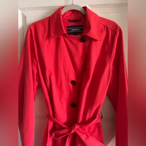 Lands’ End Crimson Dawn Harbour Cottage Trench Coat‎ Sz L Minimalist Boho-Chic thumbnail 8