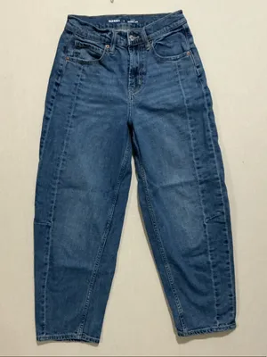 Old Navy Women's Barrel leg Jeans in Dark Blue Denim thumbnail 1