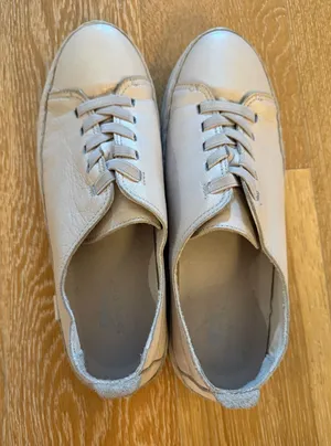 Women's Casual Leather Sneakers - Nude Beige thumbnail 1
