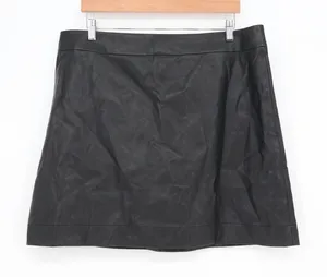 J.Crew Skirt Womens 16 A-Line Mini Black Faux Leather Back Zip Excellent thumbnail 1