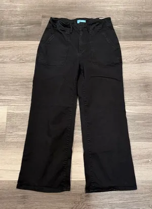 Draper James Wide Leg Crop Jeans Sz 8 Belle Meade Black High Rise Patch Pocket thumbnail 1