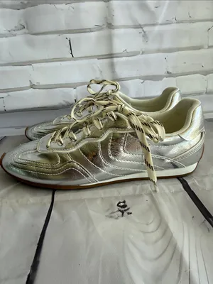 Steve Madden Abbi Metallic Silver Low-Top Sneakers with Cream Laces thumbnail 3
