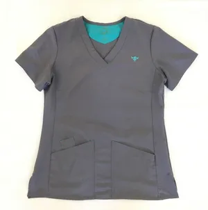 Med Couture Gold Gray Scrub Top M thumbnail 1