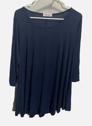 Belaroi Navy Blue Tunic Top Womens‎ Large 3/4 Sleeve Scoop Neck Flowy Solid Tee thumbnail 1
