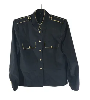 Express Womens Black Military-Style Jacket W/ Gold Trim Button Closure Size L thumbnail 1