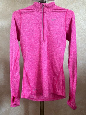 Nike Running Dri-Fit Long Sleeve Half-Zip Pullover in Pink Heather - Size: XS thumbnail 1