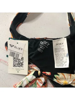 Roxy Standard Beach Classics Bralette Bikini Top Tie Back Floral Print Black S thumbnail 5