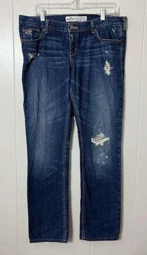 Hollister Low Rise Straight Leg Distressed Jeans Blue Size 11R thumbnail 1