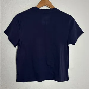 Yale University Navy Blue T-Shirt Handsome Dan Bulldogs Embroidered Crop College thumbnail 5