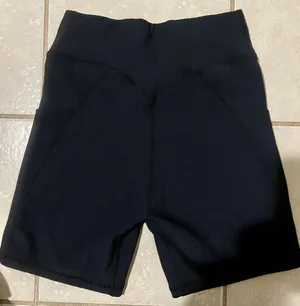 Amazon Black Crossover Biker Shorts Ribbed thumbnail 3