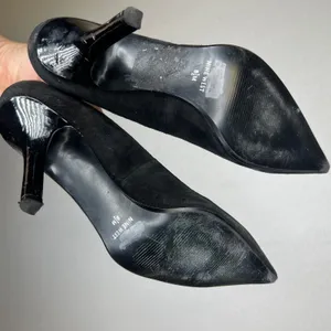 Nine West Black Suede Pointed Toe Pumps Patent Stiletto Heel Womens 8.5 M thumbnail 5